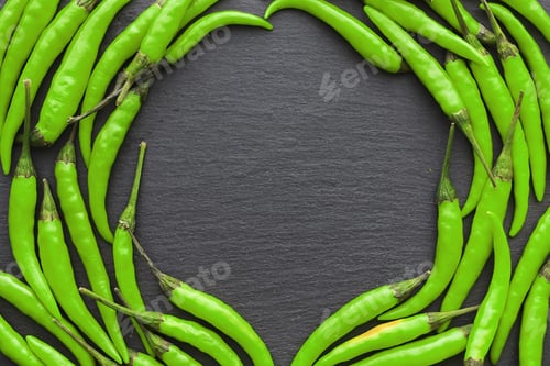 Preview: Hot Green Pepper. Chilean Pepper On A Black Background.