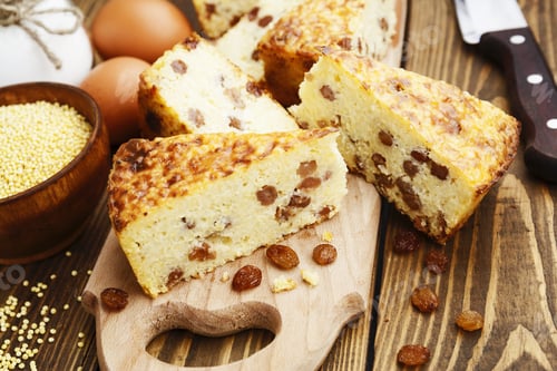 Preview: Casserole With Millet And Curd On The Wooden Table
