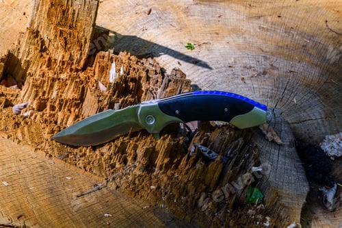 Preview: Survival Folding Knife On Old Tree Trunk