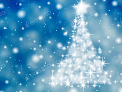 Preview: Christmas Tree New Year Lights Winter Background With Garland Bokeh