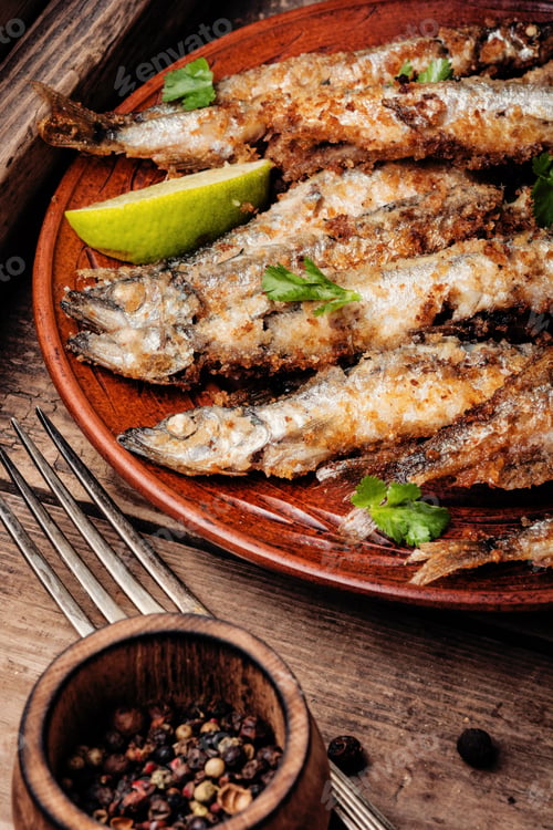 Preview: Crispy Deep Fried Small Fish On Plate