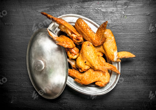 Preview: Chicken Wings Smoked. On The Black Chalkboard.