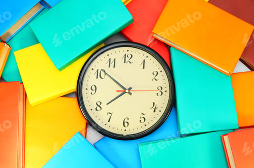 Preview: Watch And Multi-Coloured Books.