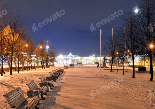Preview: Alley Glory Of Firefighters In Microdistrict Ribatskoe At Night On The Outskirts Of St. Petersburg
