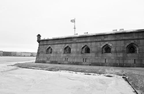 Preview: Bastion Of Peter And Paul Fortress In St.Petersburg, Russia. Black And White.