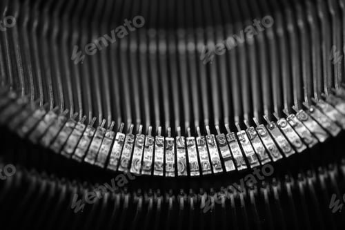Preview: Different Small Metal Elements Of An Old Typewriter Macro