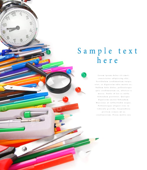 Preview: School Tools And Accessories On White Background. With Your Place For The Text.