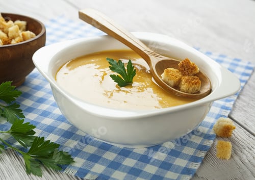 Preview: Pea Soup With Croutons In The Bowl