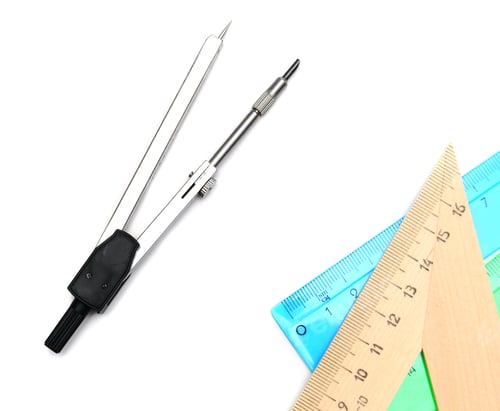 Preview: Compasses And Rulers. On A White Background.