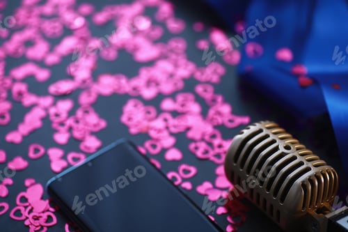 Preview: The Concept Of Media Presentations. Retro Microphone On Background. Concert And Show Poster. Music