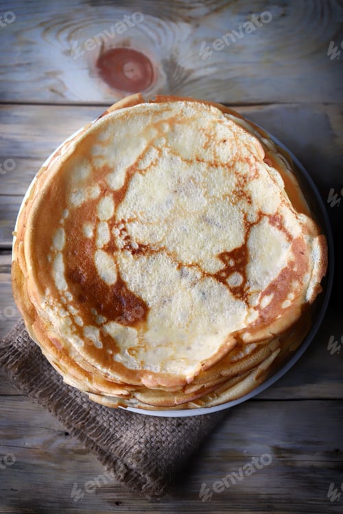 Preview: Soft Focus. A Stack Of Pancakes On A Plate. Maslenitsa.