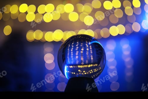 Preview: Reflecting Spheres with Bokeh Lights in Blue and Yellow