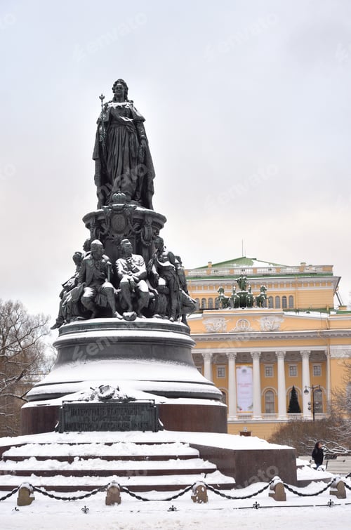 Preview: Monument To Catherine Ii - A Monument On Ostrovsky Square In St. Petersburg, Established In Honor