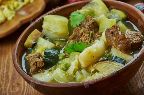 Preview: Kchuch, Armenian Lamb And Vegetables In A Clay Pot, Armenian Cuisine, Traditional Assorted Dishes