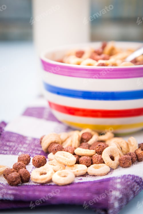 Preview: Morning Breakfast-Flakes With Milk In A Dish