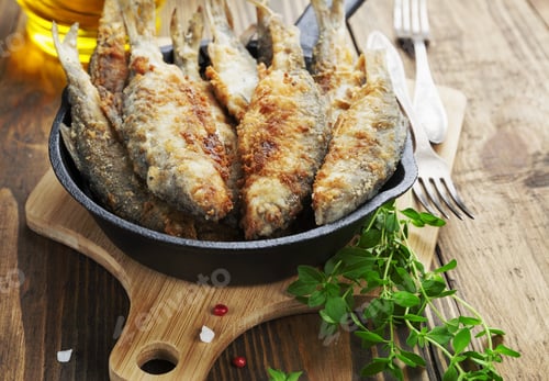 Preview: Fried Fish In A Frying Pan On The Table