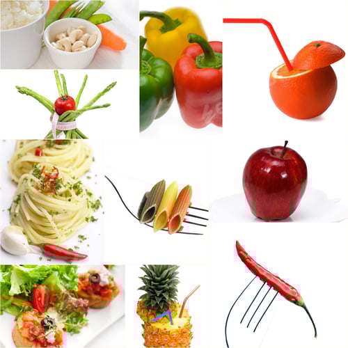Preview: Organic Vegetarian Vegan Dietetic Food Collage Bright Mood
