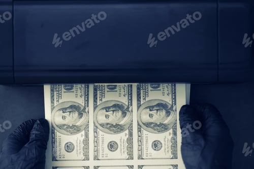 Preview: The Concept Of Global Economic Crisis. Illegal Production Of Us Dollars. Print Money Underground