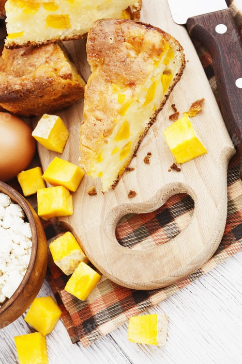 Preview: Homemade Pie With Pumpkin And Curd On The Table