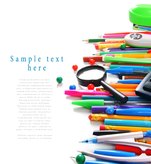 Preview: School Tools And Accessories On White Background. With Your Place For The Text.