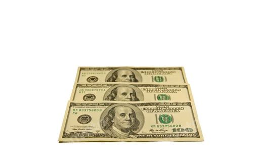 Preview: One Hundred Dollars Banknotes Isolated On White Background