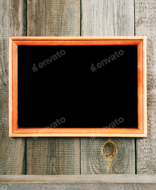 Preview: Frame And A Wooden Shelf. On A Wooden Background.