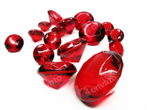 Preview: Ruby Gem Stones Crystals Isolated On White Background