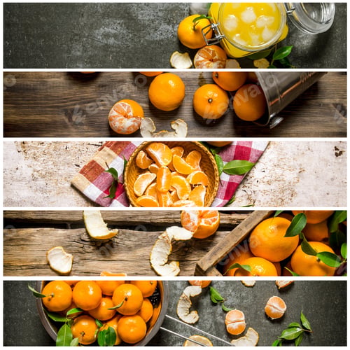 Preview: Food Collage Of Fresh Mandarin .