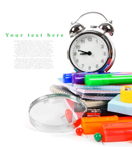 Preview: School Tools On A White Background. With Your Place For The Text.