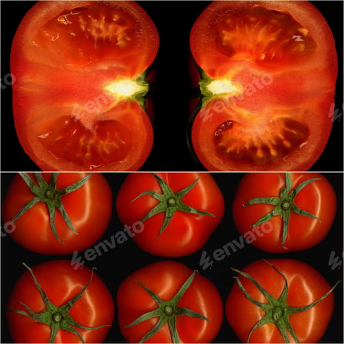 Preview: Tomatoes Collage Composition Nested On A Black Square Frame
