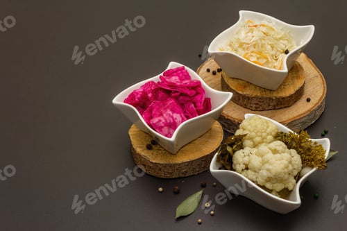 Preview: Assorted Different Types Of Sauerkraut. Fermented Foods Are Great For Your Health. Probiotics