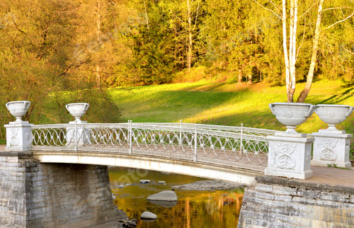 Preview: Cast-Iron Bridge In Pavlovsk Park At Sunny Spring Evening, Near St.Petersburg, Russia.