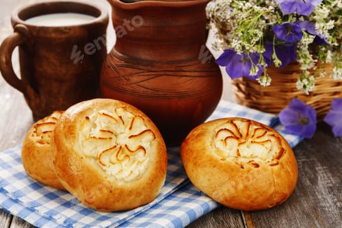 Preview: Buns With Cottage Cheese. Russian Cuisine