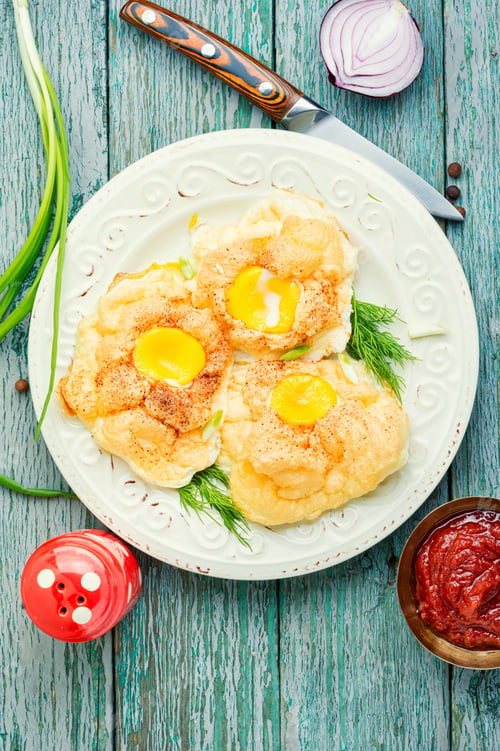Preview: Delicious Orsini Eggs Or Fried Egg.French Cuisine.