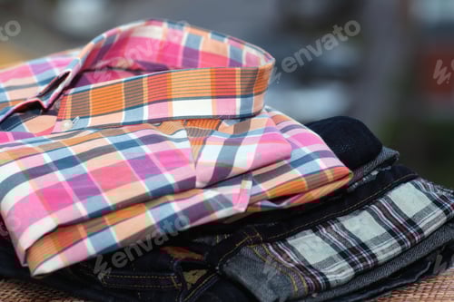 Preview: Stack of Folded Shirts and Jeans