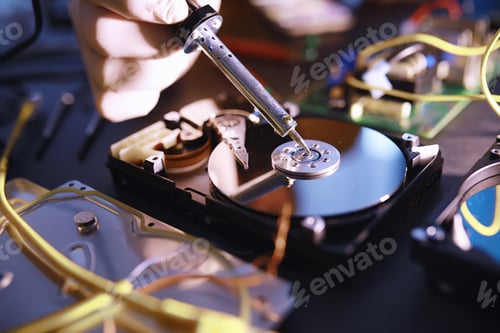 Preview: Computer Equipment. Repair Of Pc Components. Hard Drive For Restoration In Workshop. Winchester