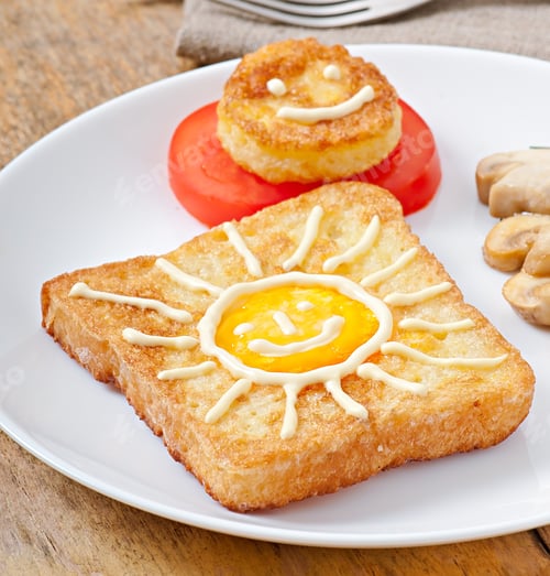 Preview: Jolly Egg Sandwich Decorated With Mushrooms And Tomatoes