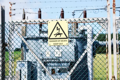 Preview: Danger Of Death Keep Out Sign At Electrical Substation