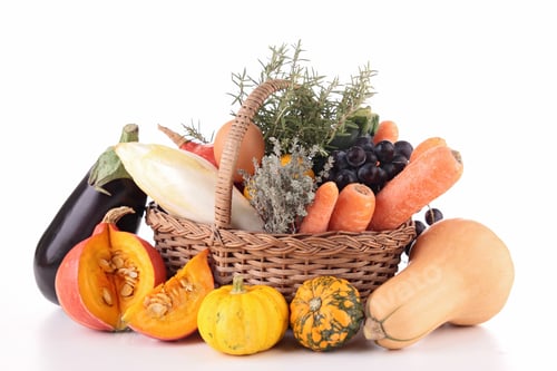 Preview: Wicker Basket With Vegetable And Herbs