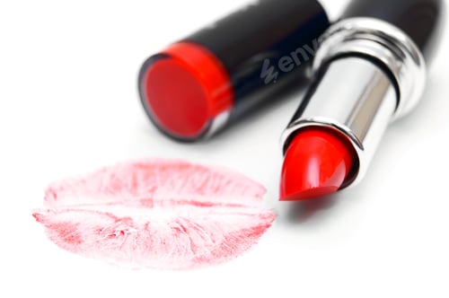 Preview: Lipstick And Trace From A Kiss. On A White Background.
