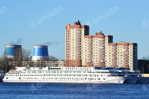Preview: Bank Of The River Neva On The Outskirts Of St. Petersburg At Sunny Spring Evening, Russia