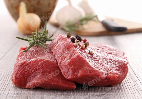 Preview: Raw Beefsteak And Ingredients