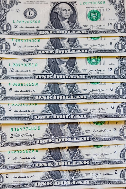 Preview: Row Of One Dollar Banknotes For Background