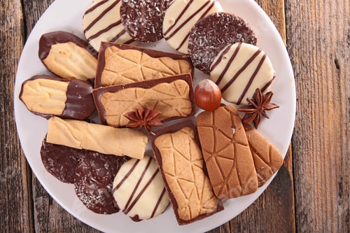Plate of Assorted Cookies on a Wooden Surface
