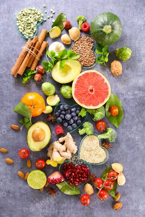 Preview: Health Food Selection With Fruit, Vegetable And Cereals