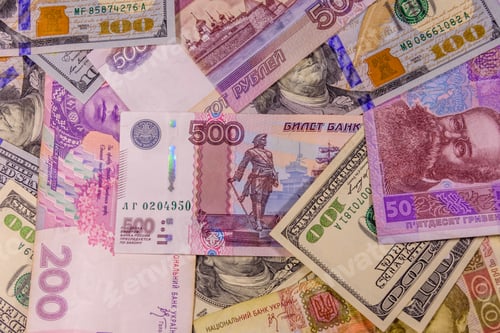 Preview: Background Of The American, Ukrainian And Russian Banknotes