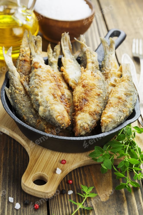 Preview: Fried Fish In A Frying Pan On The Table