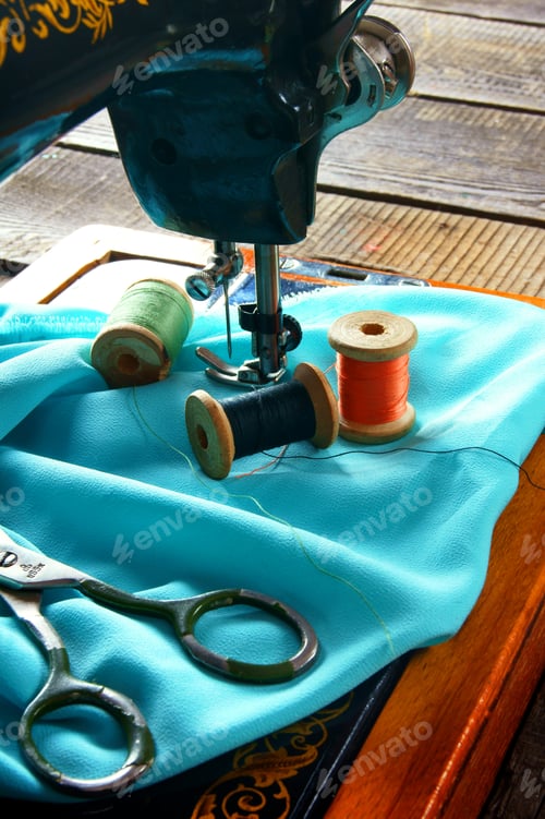 Preview: Sewing. The Sewing Machine And Accessories (Threads, Needle, Scissors).