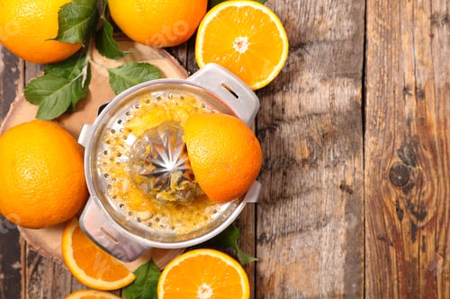 Preview: Orange Juice On Wood Background
