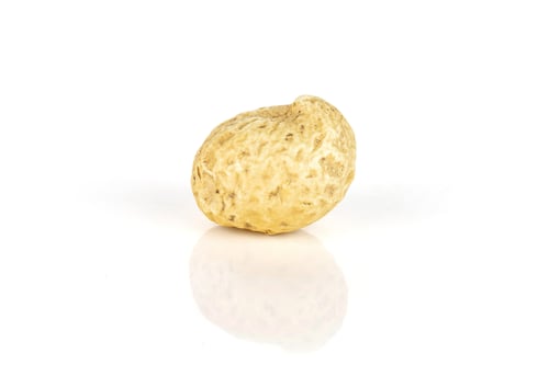 Preview: One Whole Small Natural Yellow Peanut In Closeup Isolated On White Background